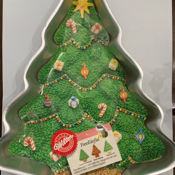 Wilton Kitchen Vintage Wilton Christmas Tree Aluminum Cake Pan Wpaper Insert Fun Baking